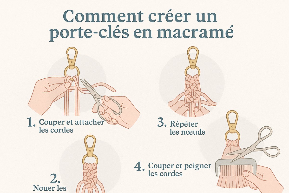 Infographie des étapes de macramé