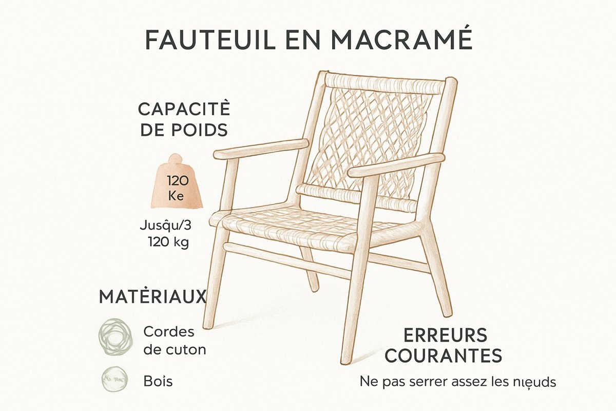 Infographie sur le macramé chaise