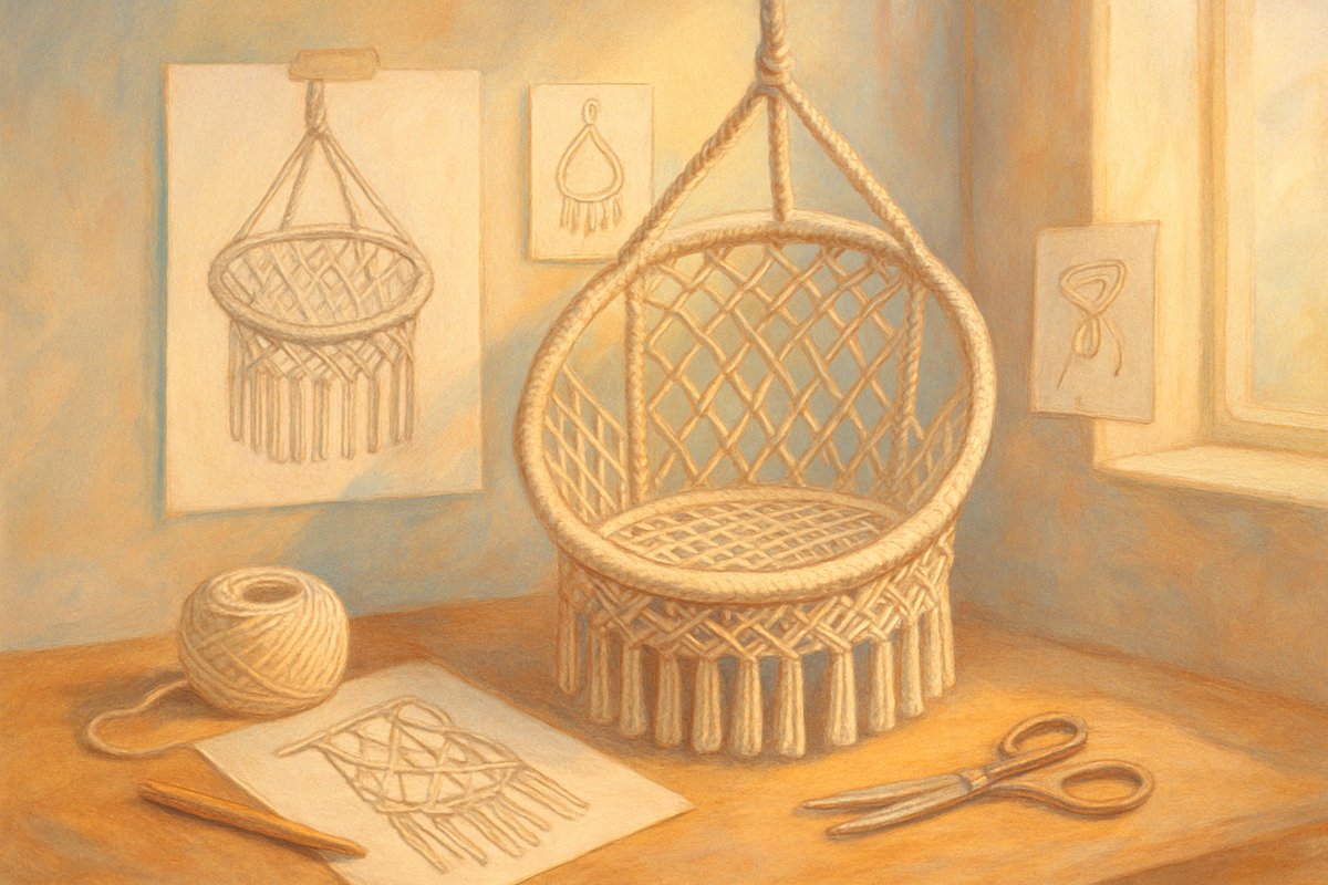 Chaise en macramé artistique