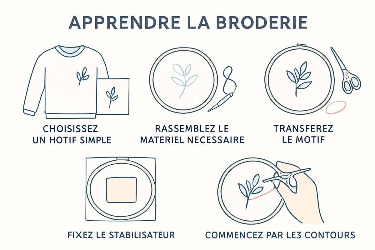 infographie broderie étapes