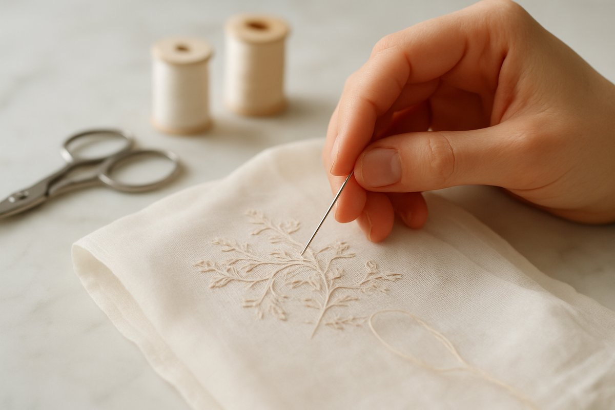 détail broderie main